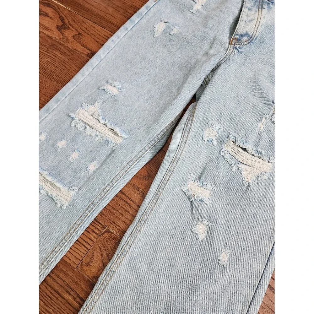 Signature 8 Crossover Waist Jeans Women Size S Light Wash Distressed Streetwear